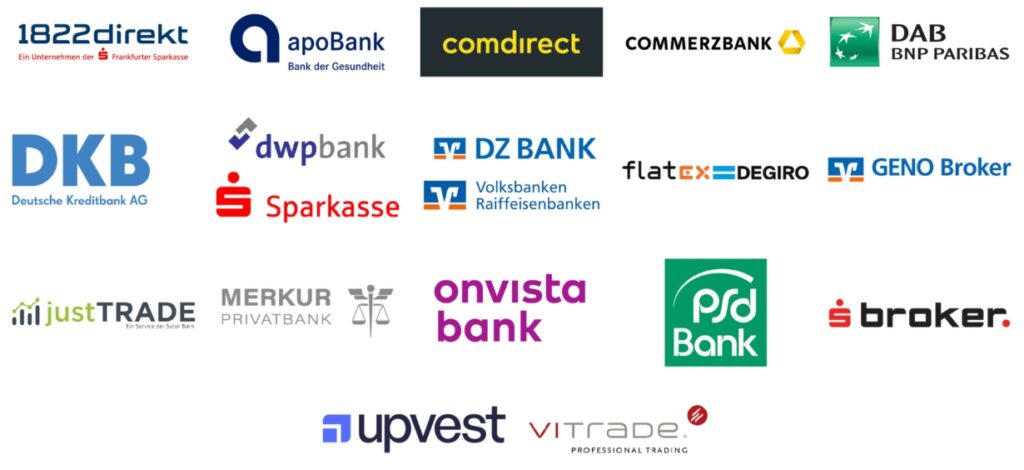 Logos der an Quotrix angeschlossenen Marktteilnehmer